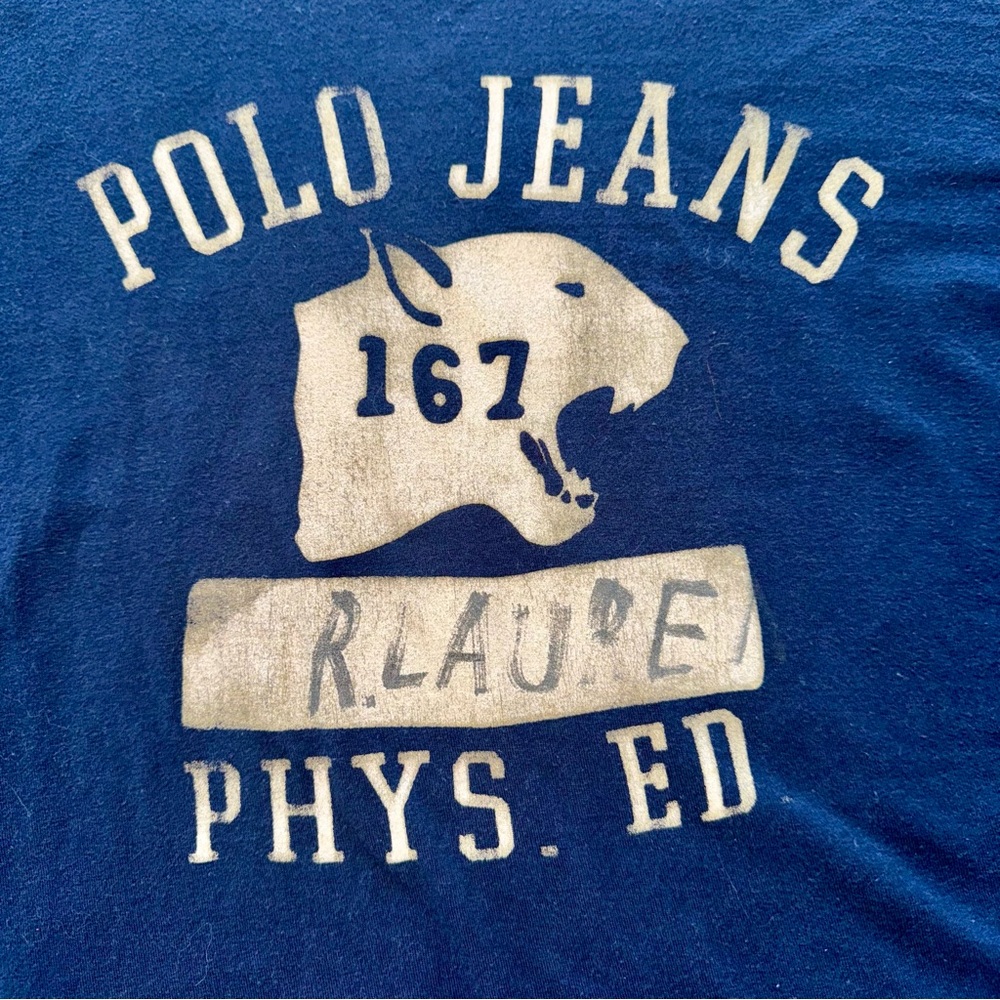 POLO JEANS CO. RALPH LAUREN Long Sleeve T Shirt Men’s Sz Large Navy Blue Mascot